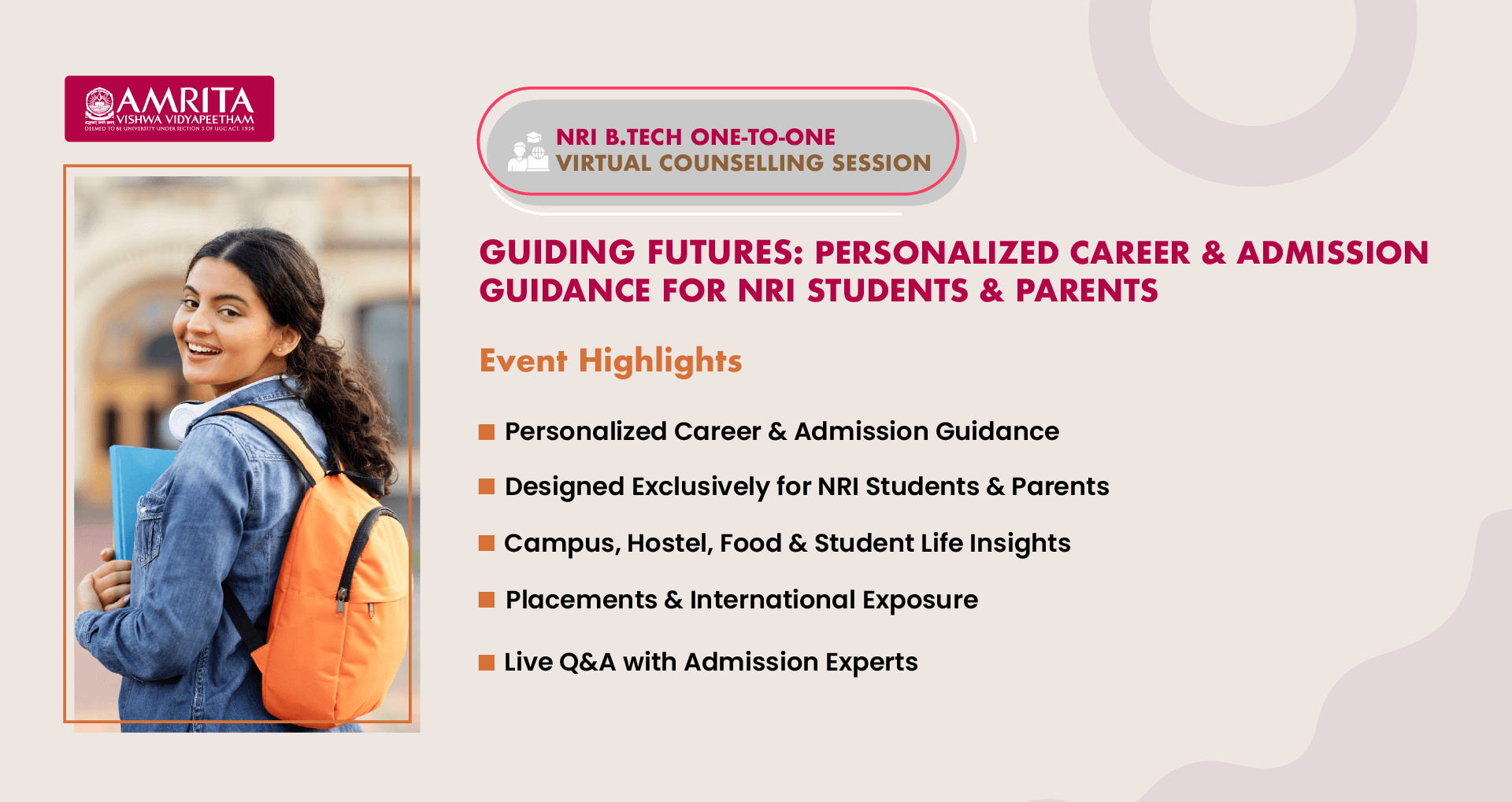 Personalized career and admission guidance for NRI Students & Parents